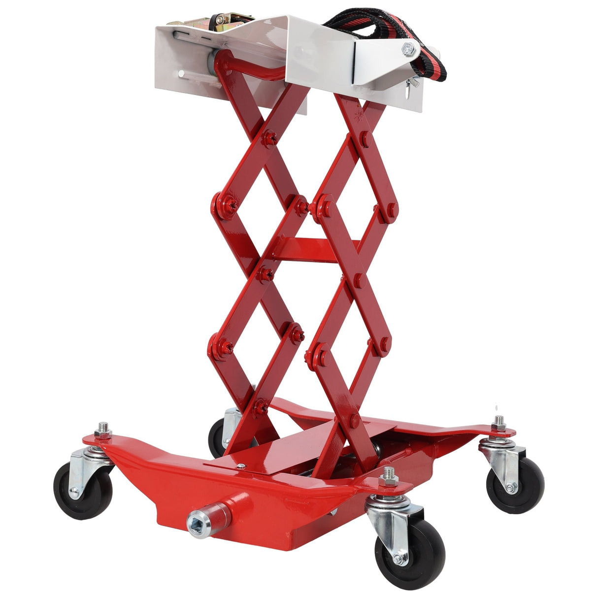 Heavy - Duty Low Lift Transmission Jack with Nylon Safety Strap Steel 450 Lbs Capacity - Fab Heavy Parts