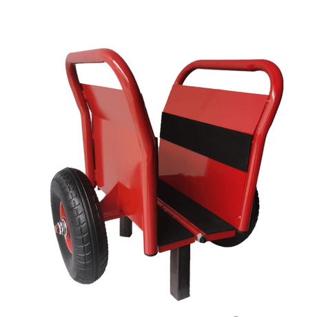 Heavy Duty Panel Dolly Slab Two Nice Handles 10" Solid Rubber Tires Super Weight 1000 LBS All - Terrain Movement - Red - Fab Heavy Parts