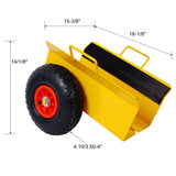 Heavy Duty Panel Dolly Slab with Handle & 2 10" Pneumatic Tires Wheels 600LBS Load Capacity - Yellow - Fab Heavy Parts