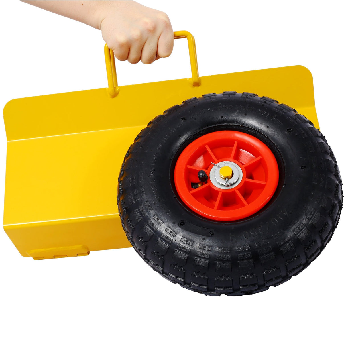 Heavy Duty Panel Dolly Slab with Handle & 2 10" Pneumatic Tires Wheels 600LBS Load Capacity - Yellow - Fab Heavy Parts