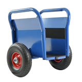 Heavy Duty Panel Slab Dolly Two Handles 10" Solid Rubber Tires 1000 LBS Capacity - Blue - Fab Heavy Parts