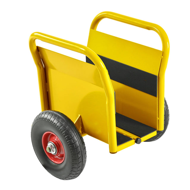 Heavy Duty Panel Slab Dolly Two Handles 10" Solid Rubber Tires 1000 LBS Capacity - Yellow - Fab Heavy Parts