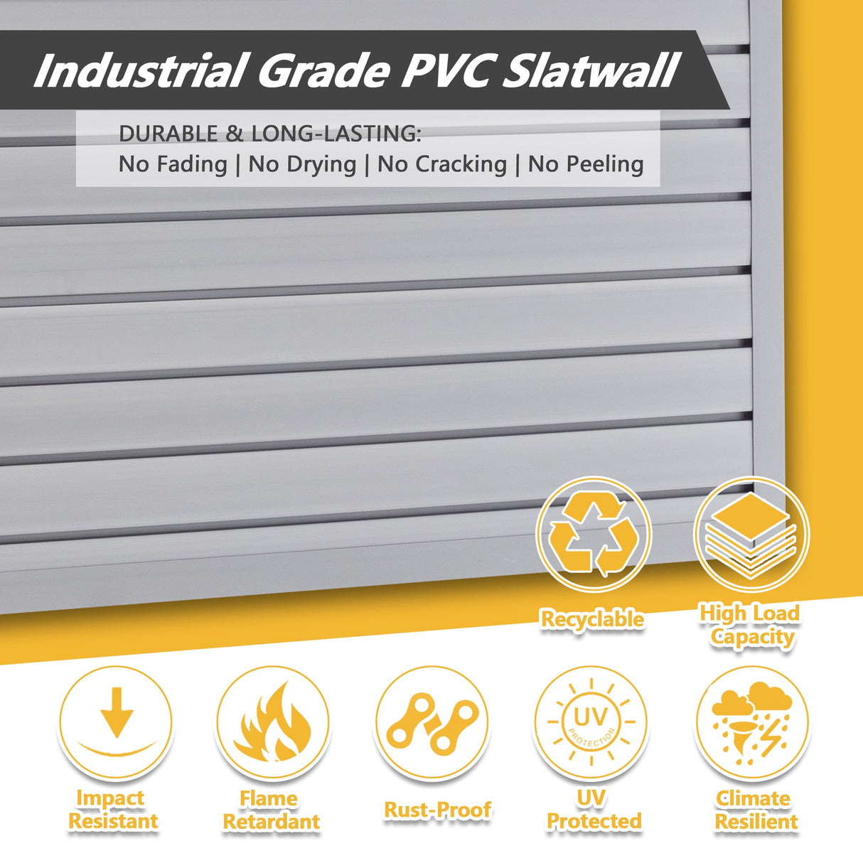 Heavy Duty PVC Slatwall Garage Organizer 8ft x 4ft Section with 10 Panels - Fab Heavy Parts