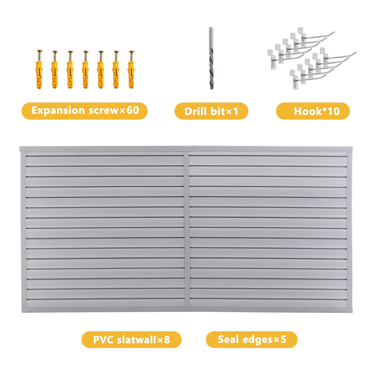 Heavy Duty PVC Slatwall Garage Organizer 8ft x 4ft Section with 10 Panels - Fab Heavy Parts