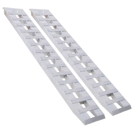 Heavy - Duty Ramps with Top Hook Attaching End Universal Loading 84" X 14" 6600 LBS 1 Pair 2 Ramps Silver Aluminum - Fab Heavy Parts