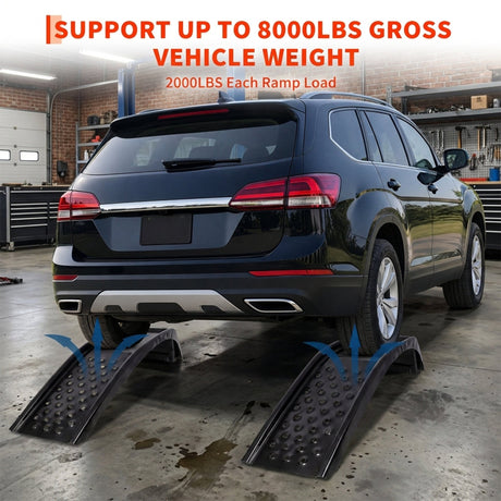 Heavy Duty Solid Steel Car Ramp 8000 LBS Capacity Auto Service Ramp Pack of 2 Vehicle Ramps for Truck, SUV, Car Maintenance & Oil Change - Black - Fab Heavy Parts