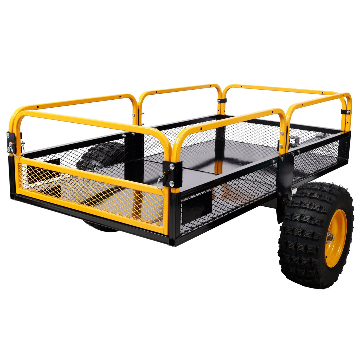 Heavy - Duty Tow - Behind Dump Cart 1000 lbs Load Capacity for ATV UTV Lawn Mower Tractor Yard Garden Farm Hauling - Yellow - Fab Heavy Parts