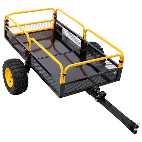 Heavy - Duty Tow - Behind Dump Cart 1000 lbs Load Capacity for ATV UTV Lawn Mower Tractor Yard Garden Farm Hauling - Yellow - Fab Heavy Parts