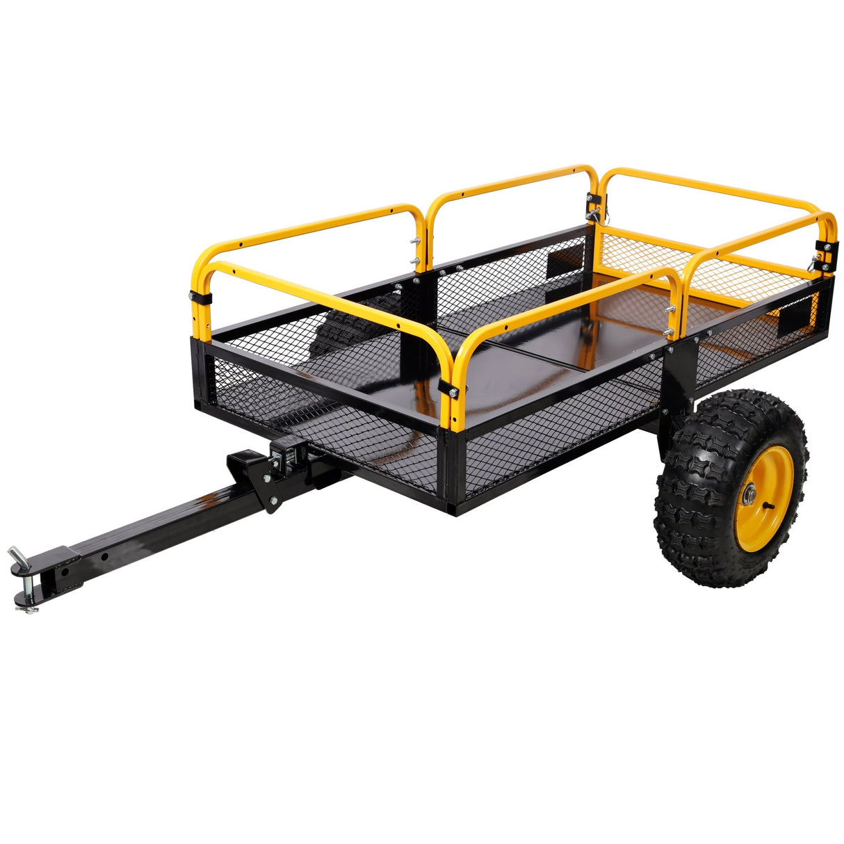Heavy - Duty Tow - Behind Dump Cart 1000 lbs Load Capacity for ATV UTV Lawn Mower Tractor Yard Garden Farm Hauling - Yellow - Fab Heavy Parts