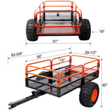 Heavy - Duty Tow - Behind Dump Cart 1500 lbs Load Capacity for ATV UTV Lawn Mower Tractor Yard Garden Farm Hauling - Orange - Fab Heavy Parts
