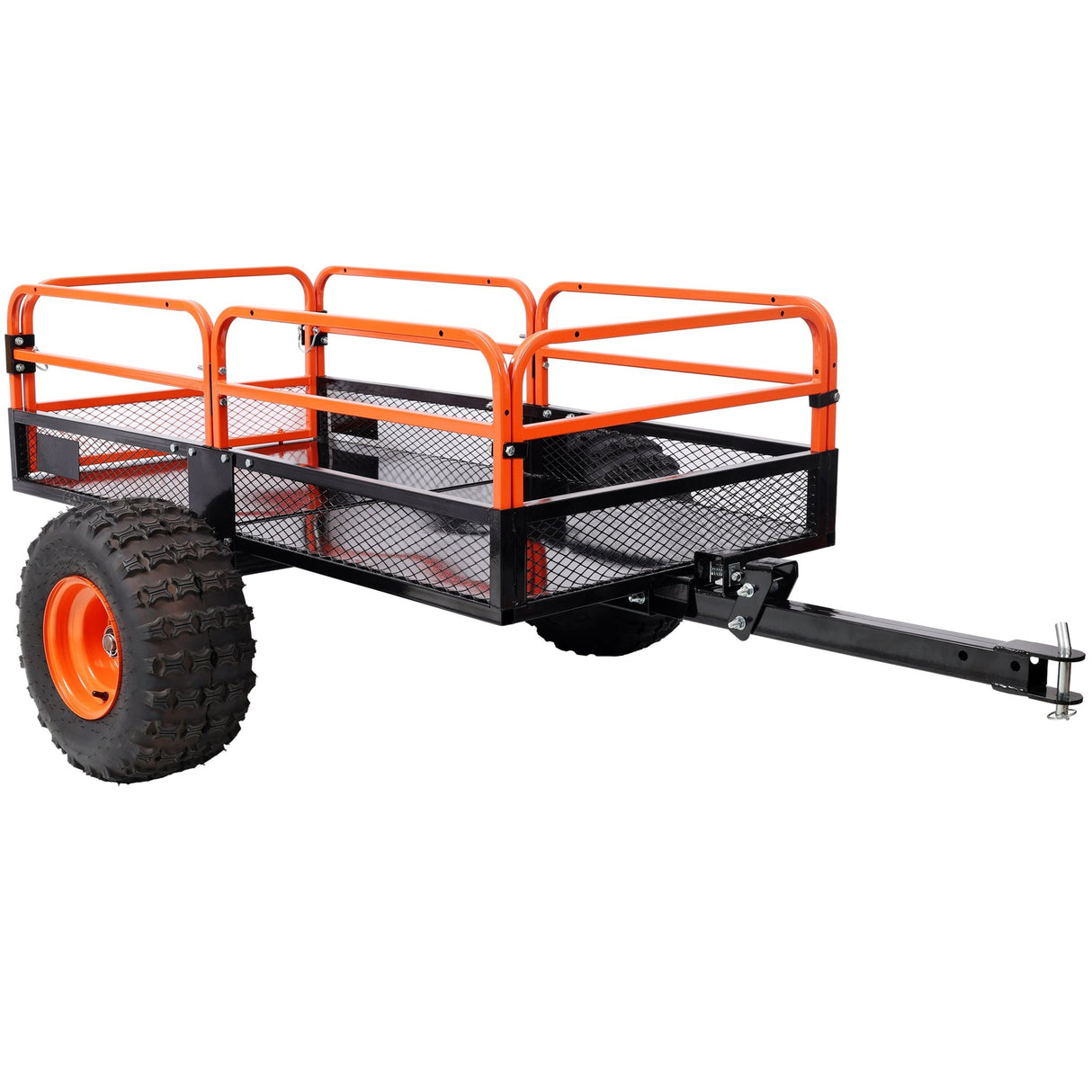 Heavy - Duty Tow - Behind Dump Cart 1500 lbs Load Capacity for ATV UTV Lawn Mower Tractor Yard Garden Farm Hauling - Orange - Fab Heavy Parts