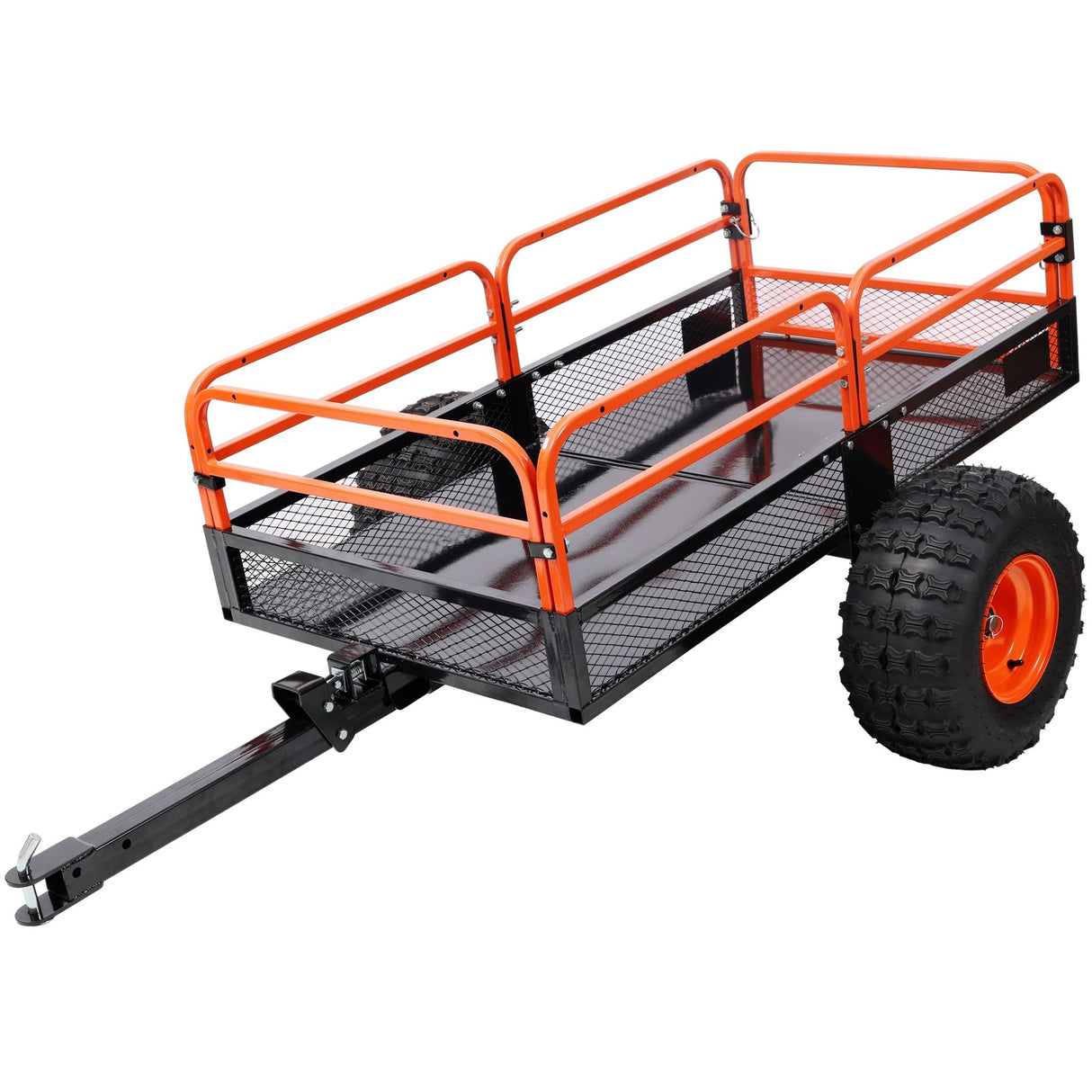 Heavy - Duty Tow - Behind Dump Cart 1500 lbs Load Capacity for ATV UTV Lawn Mower Tractor Yard Garden Farm Hauling - Orange - Fab Heavy Parts