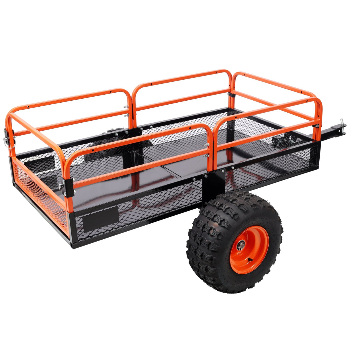 Heavy - Duty Tow - Behind Dump Cart 1500 lbs Load Capacity for ATV UTV Lawn Mower Tractor Yard Garden Farm Hauling - Orange - Fab Heavy Parts