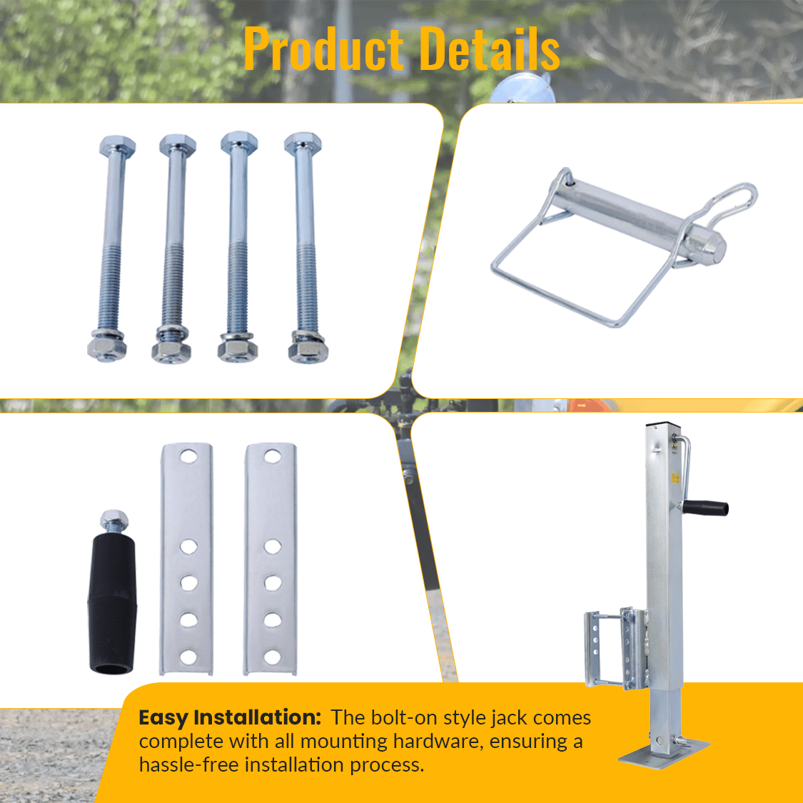 Heavy Duty Trailer Jack Fixed Mount w/ Drop Leg 28.6 in. Lift Max Load 2,500 Lbs - Fab Heavy Parts