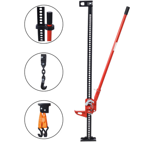 High Lift Jack 60" Utility 7000 lbs Capacity Ratcheting Off Road Heavy - Duty Bumper - Red - Fab Heavy Parts