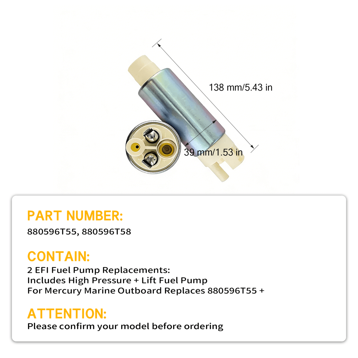 High & Low Pressure Dual Fuel Pump 880596T55 880596T58 Fits for Mercury Verado Outboard Motor - Fab Heavy Parts