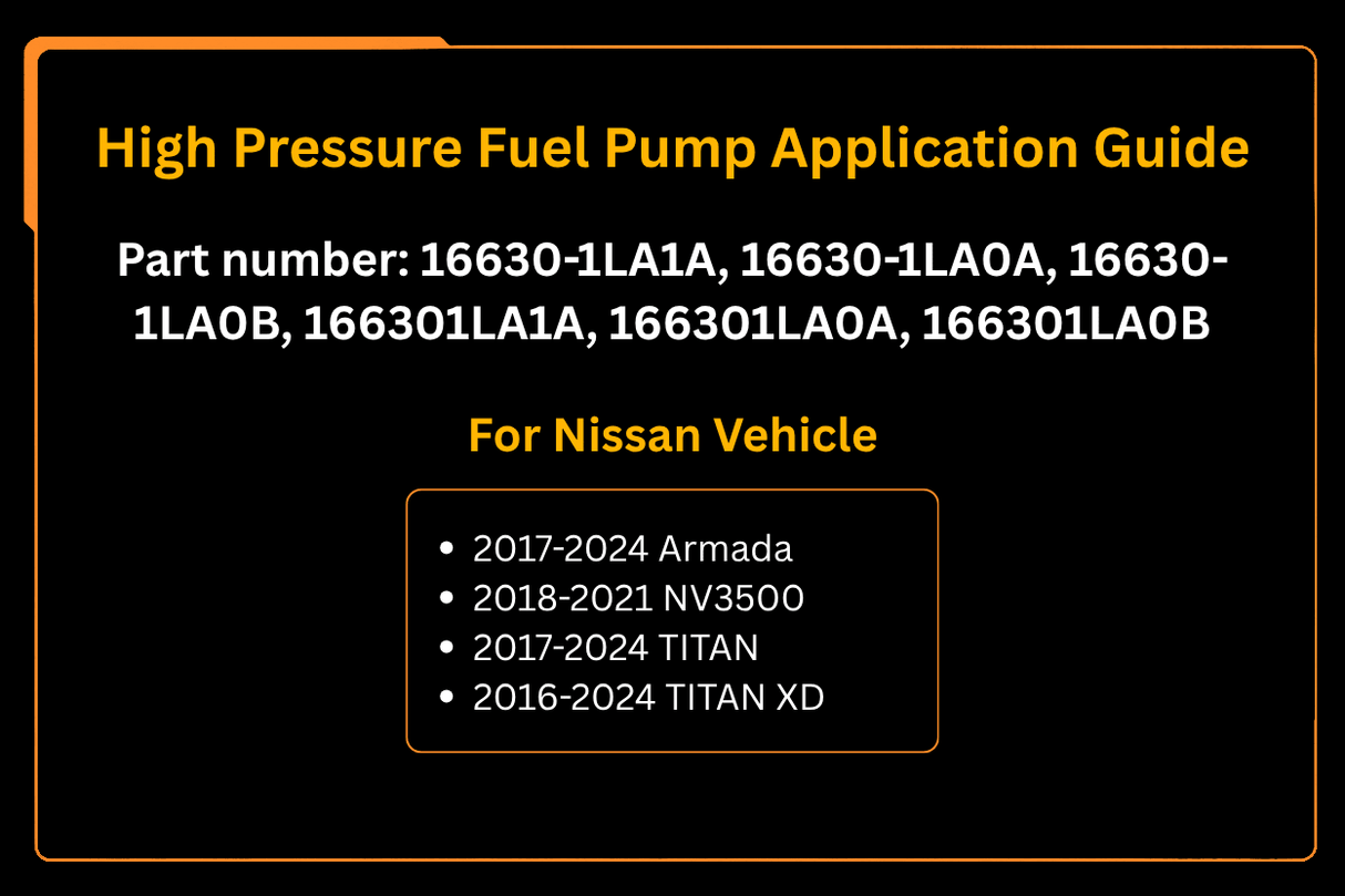 High Pressure Fuel Pump 16630 - 1LA1A 16630 - 1LA0B for Nissan Vehicle 2017 - 2024 Armada TITAN 2018 - 2021 NV3500 - Fab Heavy Parts