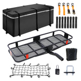 Hitch Mount Cargo Carrier Basket 60" X 21" X 6" with Waterproof Cargo Bag 56" X 20" X 20" 500 Lbs Capacity - Fab Heavy Parts