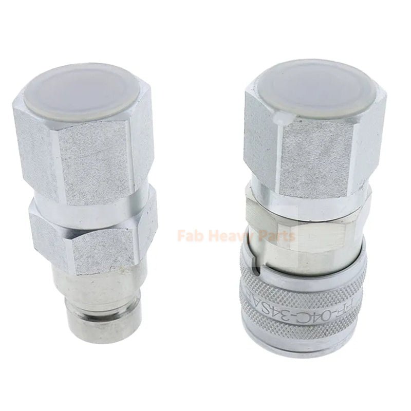 Hydraulic Flat Face Coupler Kit AT312470 KV14216 For John Deere 250 317 325 332D - Fab Heavy Parts