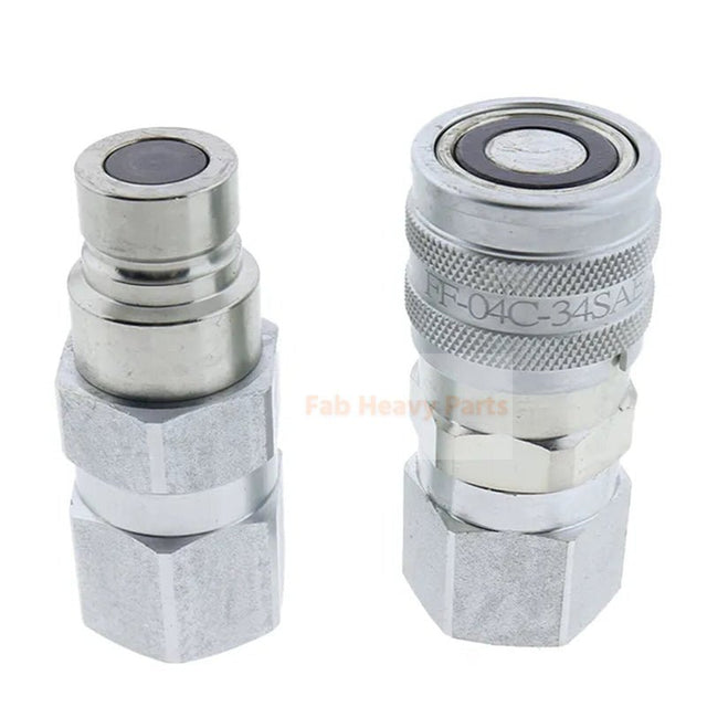 Hydraulic Flat Face Coupler Kit AT312470 KV14216 For John Deere 250 317 325 332D - Fab Heavy Parts