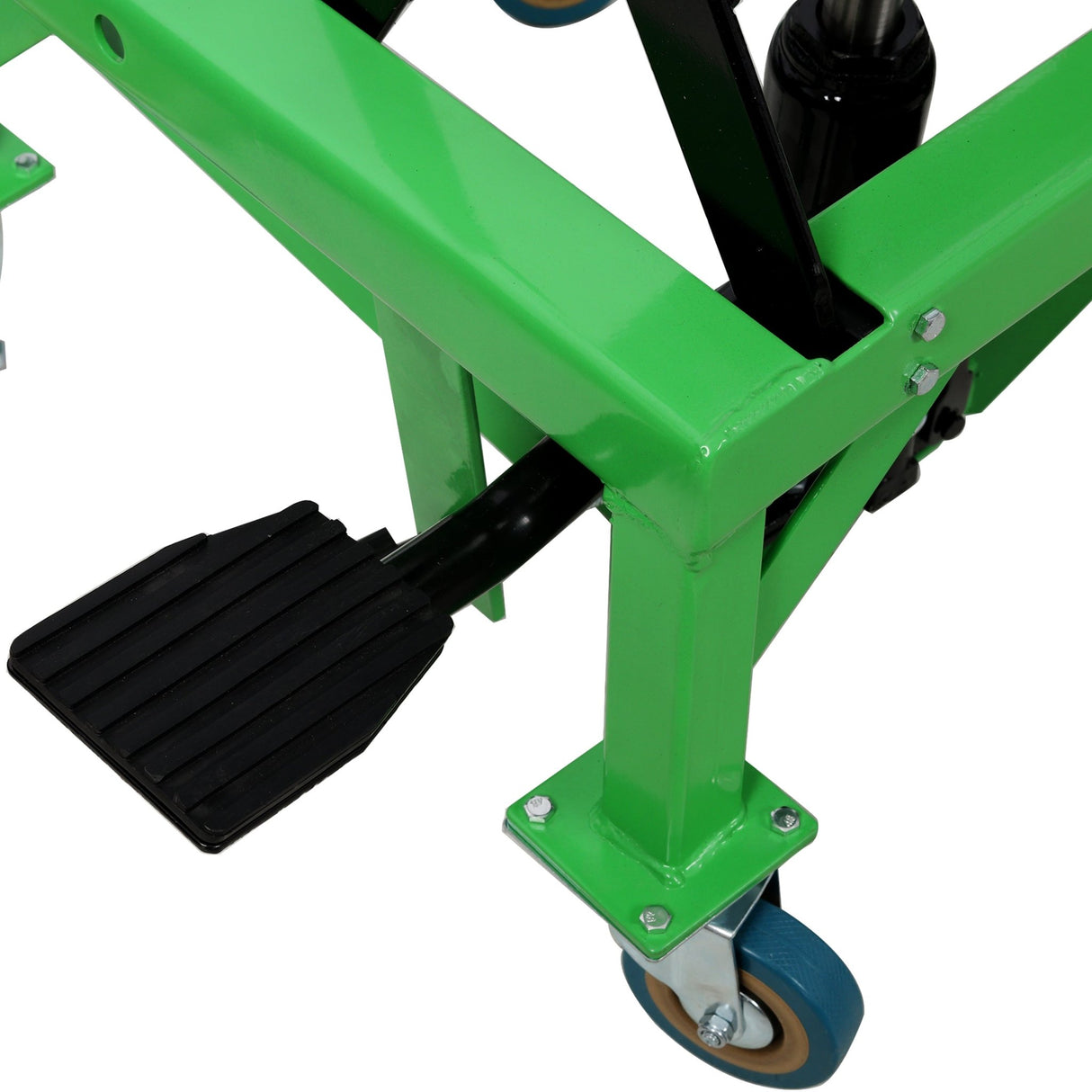 Hydraulic Motorcycle Scissor Jack Lift with Foot Step and Wheels Steel 350 lbs Capacity - Fab Heavy Parts