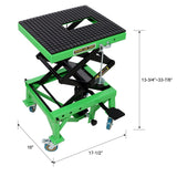Hydraulic Motorcycle Scissor Jack Lift with Foot Step and Wheels Steel 350 lbs Capacity - Fab Heavy Parts