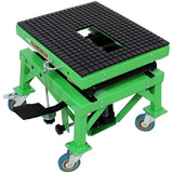 Hydraulic Motorcycle Scissor Jack Lift with Foot Step and Wheels Steel 350 lbs Capacity - Fab Heavy Parts