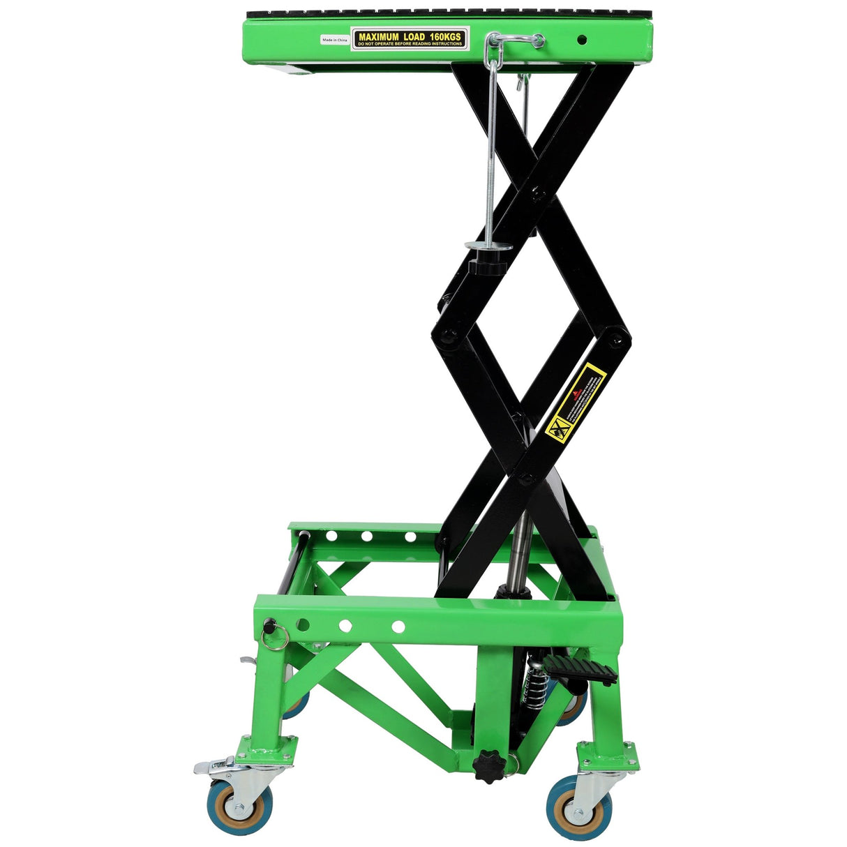 Hydraulic Motorcycle Scissor Jack Lift with Foot Step and Wheels Steel 350 lbs Capacity - Fab Heavy Parts