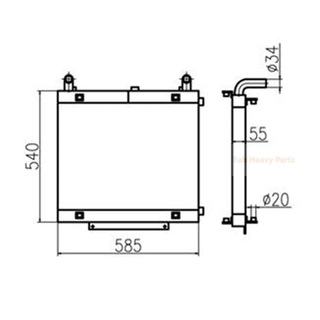 Hydraulic Oil Cooler 11M8 - 40032 for Hyundai Excavator R55 - 7 R55W - 7 - Fab Heavy Parts