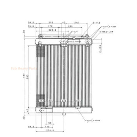 Hydraulic Oil Cooler 11N1 - 40021 for Hyundai Excavator R70 - 7 R80 - 7 - Fab Heavy Parts