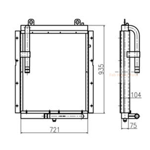 Hydraulic Oil Cooler 13B82000 for Doosan Excavator S210W - V S170W - V S180W - V S225NLC - V - Fab Heavy Parts