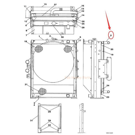 Hydraulic Oil Cooler LN00068 Fits for CASE CX210 CX210LR Crawler Excavator - Fab Heavy Parts