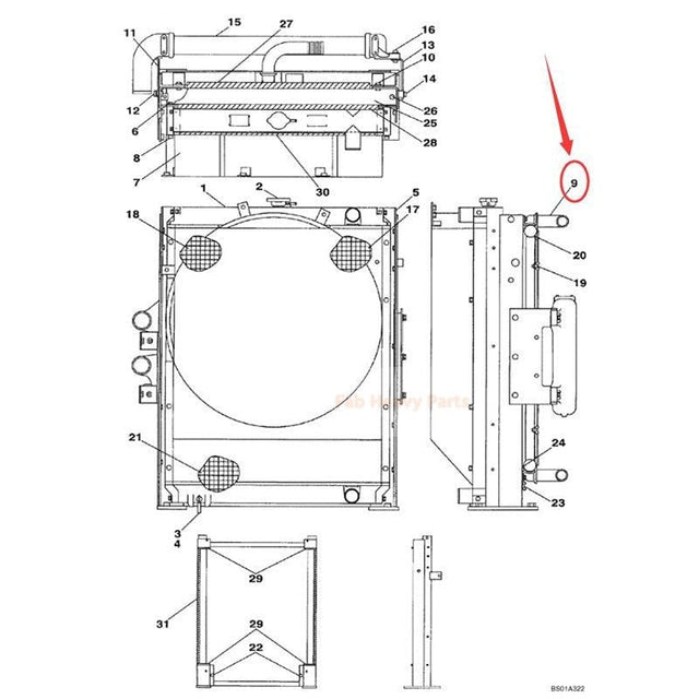 Hydraulic Oil Cooler LN00068 Fits for CASE CX210 CX210LR Crawler Excavator - Fab Heavy Parts