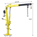 Hydraulic Pickup Truck Crane with Hand Winch Bed Hoist Jib 1000 - Lb. Capacity Yellow - Fab Heavy Parts