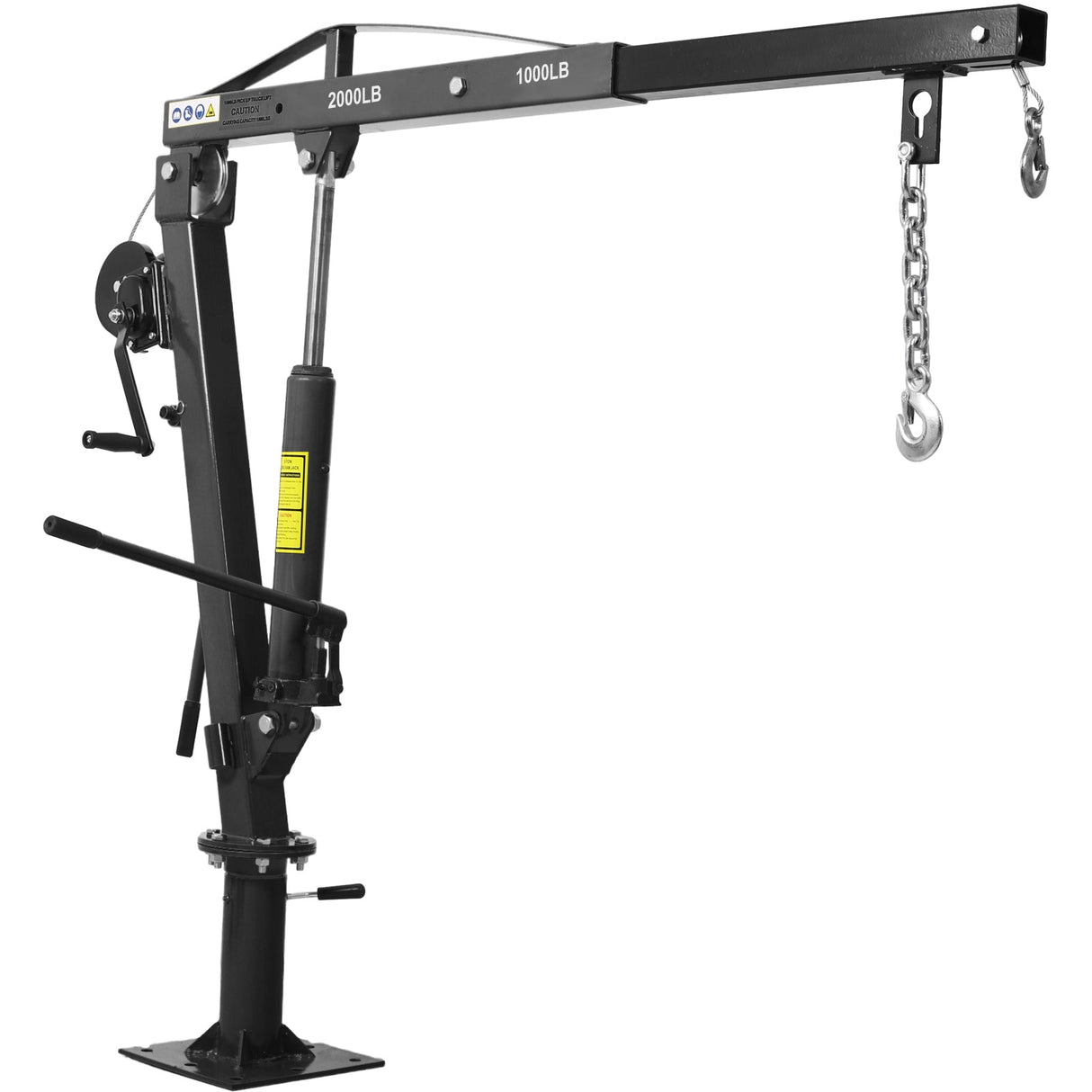 Hydraulic Pickup Truck Crane with Hand Winch Bed Hoist Jib 2000 - Lb. Capacity Black - Fab Heavy Parts