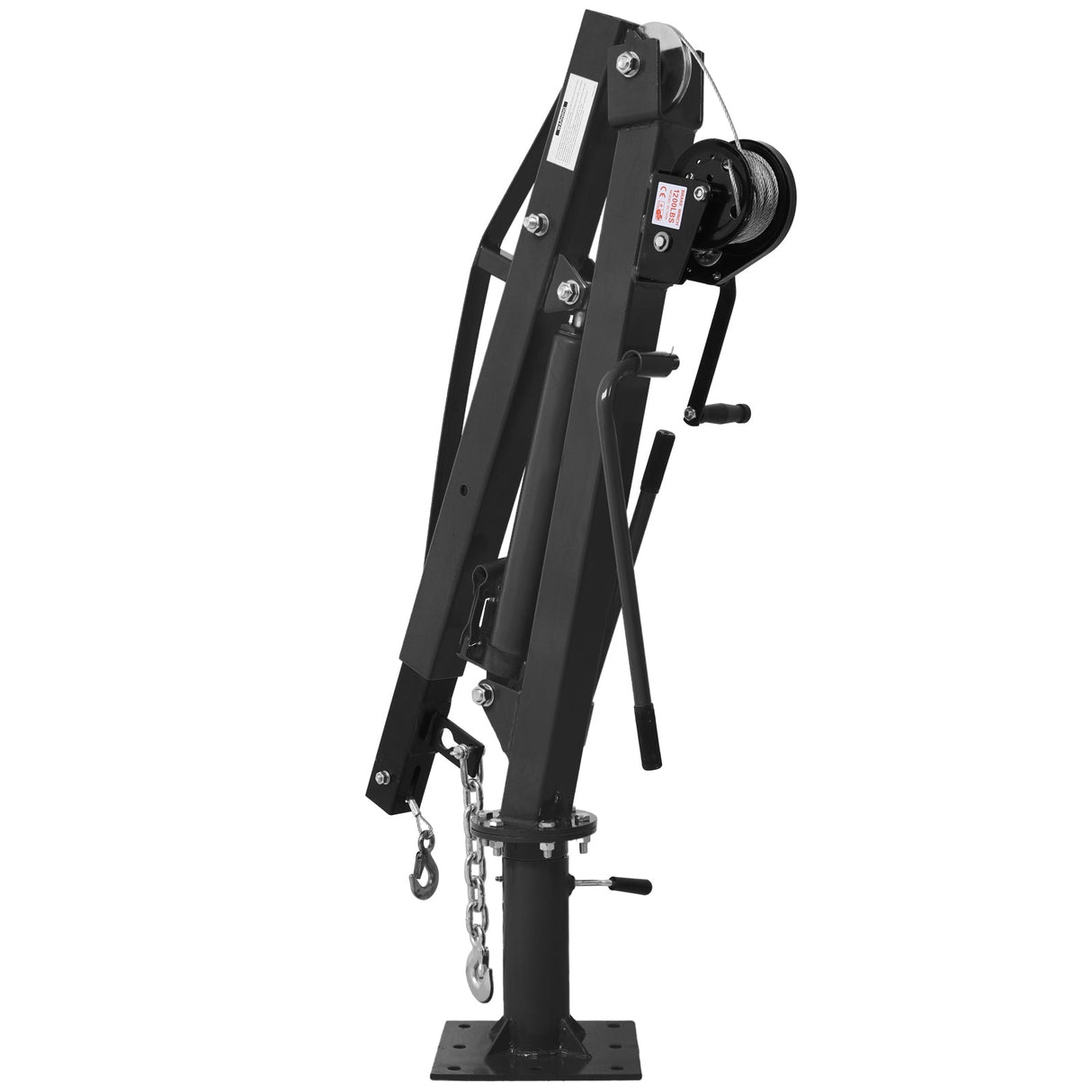Hydraulic Pickup Truck Crane with Hand Winch Bed Hoist Jib 2000 - Lb. Capacity Black - Fab Heavy Parts