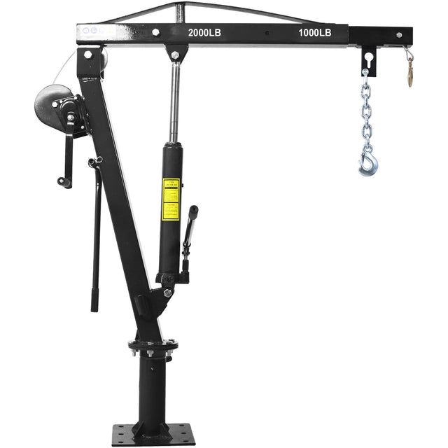 Hydraulic Pickup Truck Crane with Hand Winch Bed Hoist Jib 2000 - Lb. Capacity Black - Fab Heavy Parts