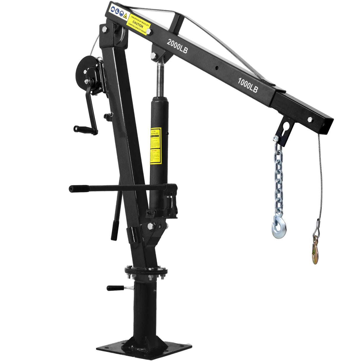 Hydraulic Pickup Truck Crane with Hand Winch Bed Hoist Jib 2000 - Lb. Capacity Black - Fab Heavy Parts