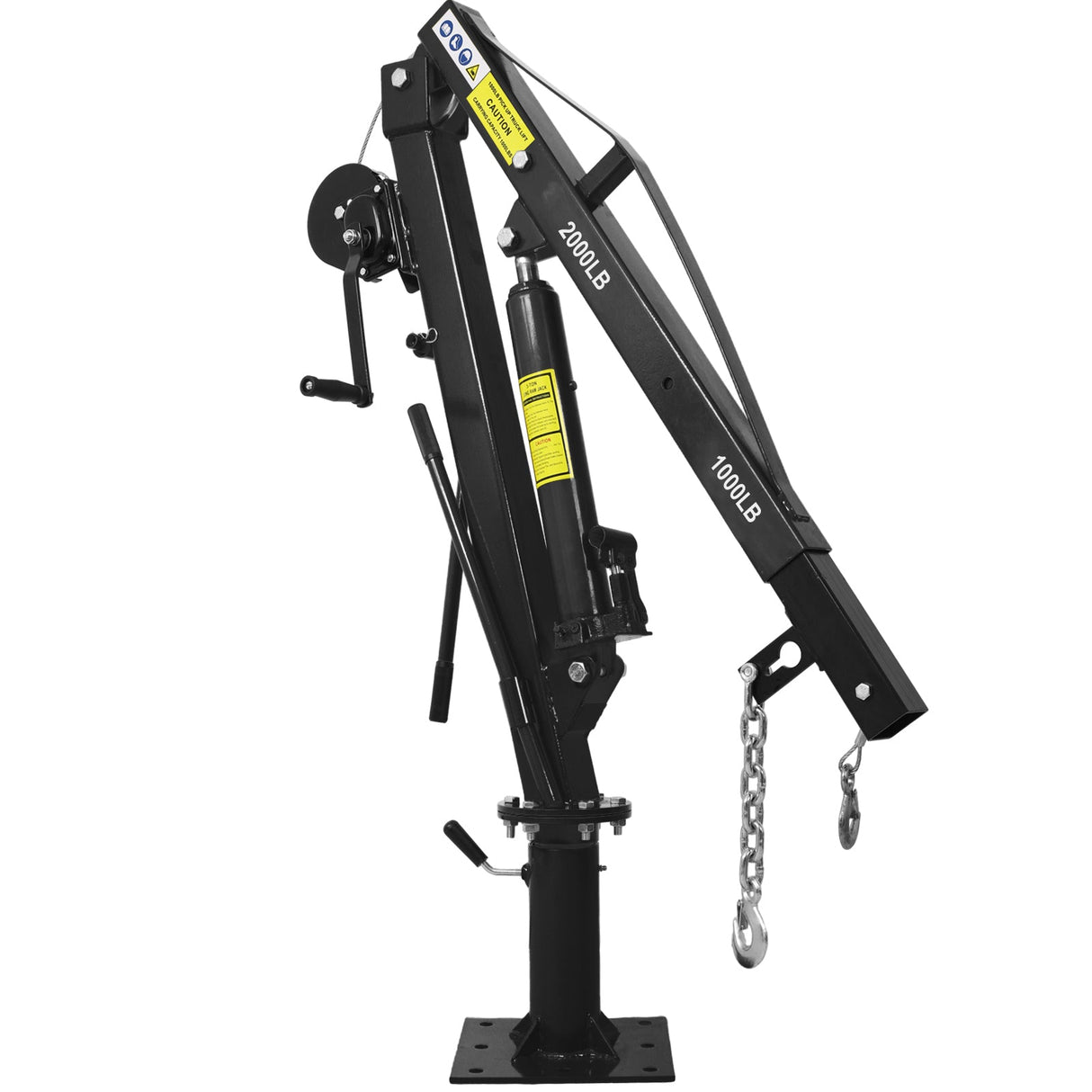 Hydraulic Pickup Truck Crane with Hand Winch Bed Hoist Jib 2000 - Lb. Capacity Black - Fab Heavy Parts