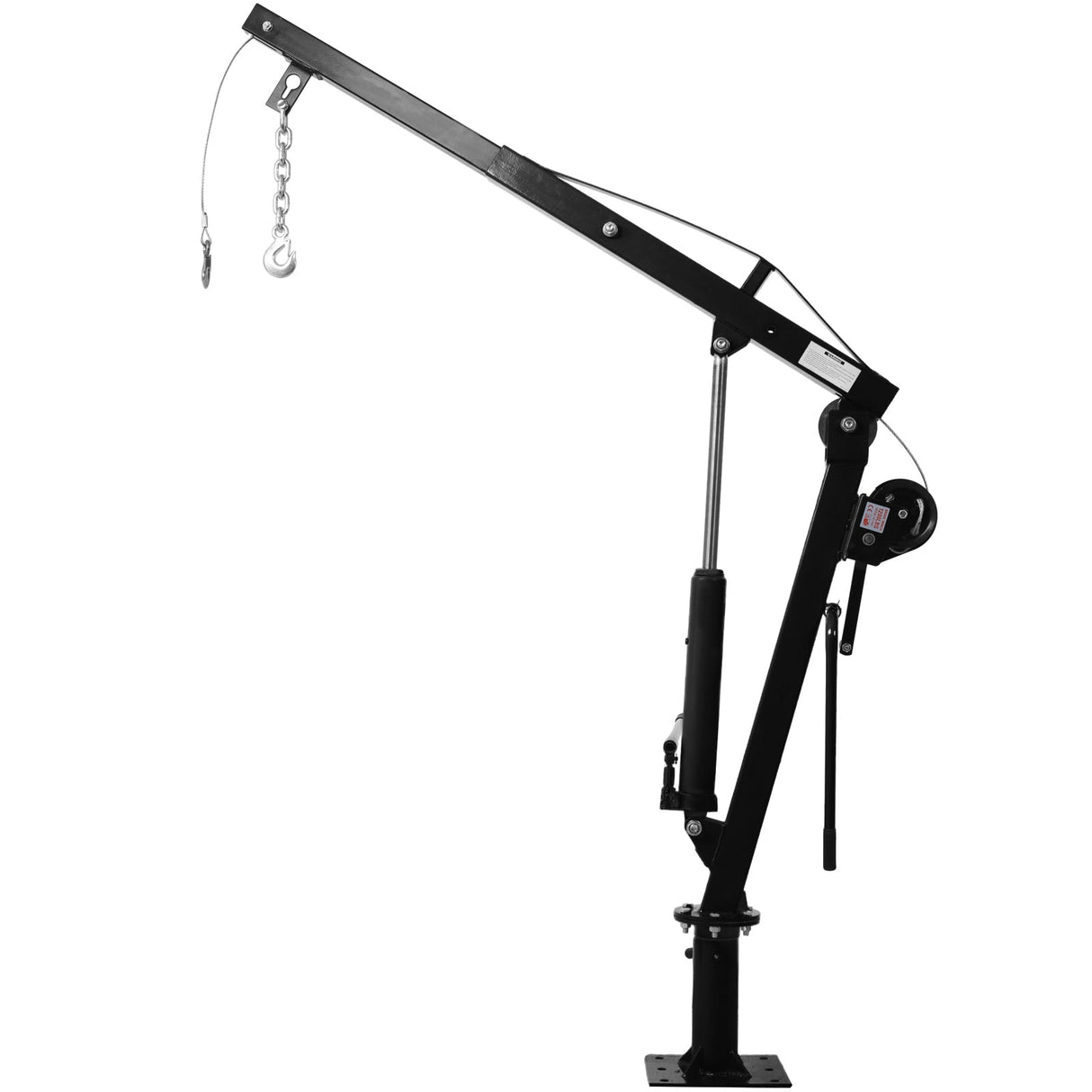 Hydraulic Pickup Truck Crane with Hand Winch Bed Hoist Jib 2000 - Lb. Capacity Black - Fab Heavy Parts