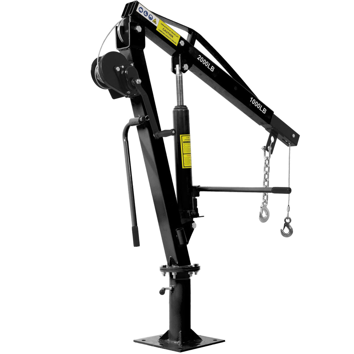 Hydraulic Pickup Truck Crane with Hand Winch Bed Hoist Jib 2000 - Lb. Capacity Black - Fab Heavy Parts