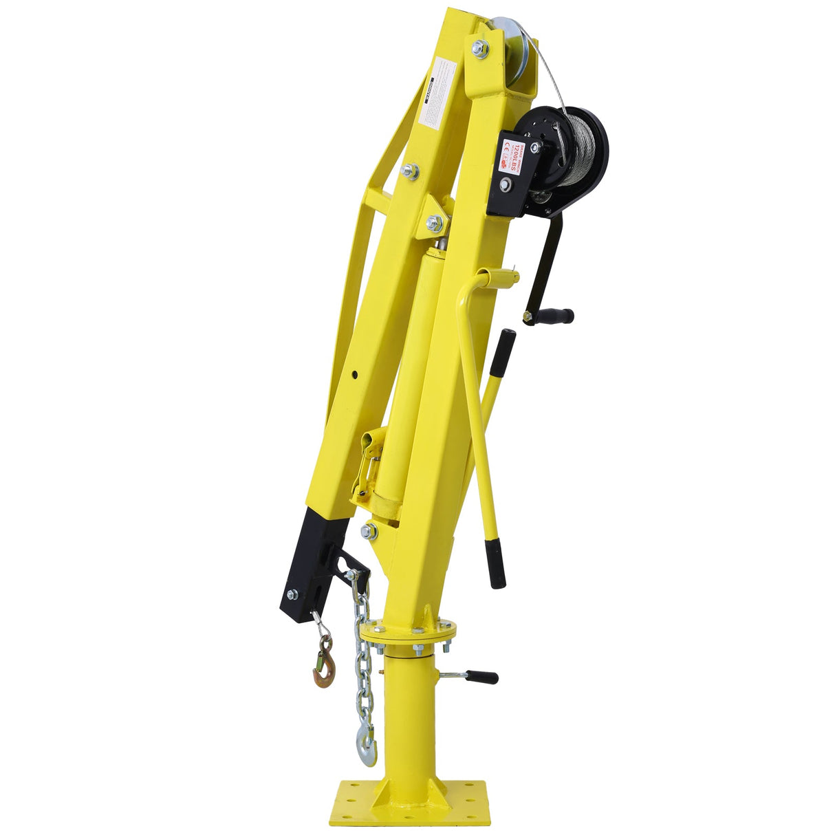 Hydraulic Pickup Truck Crane with Hand Winch Bed Hoist Jib 2000 - Lb. Capacity Yellow - Fab Heavy Parts