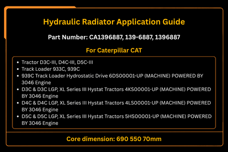 Hydraulic Radiator 1396887 139 - 6887 Fits for Caterpillar CAT D3C - III D4C - III D5C - III 933C 939C - Fab Heavy Parts
