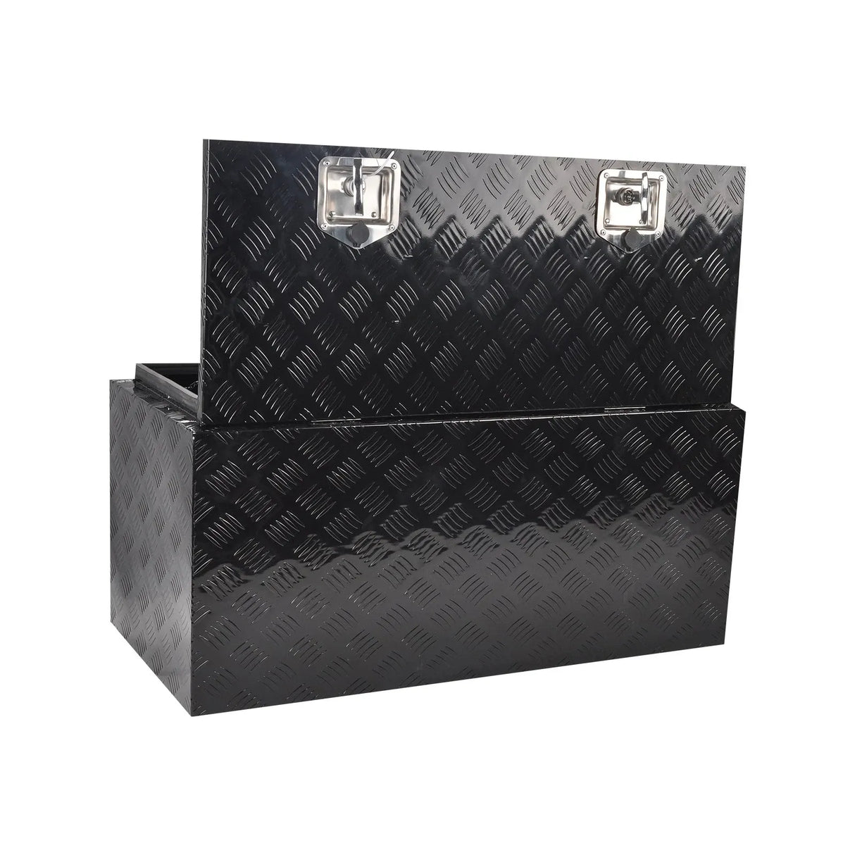 36 Inch Truck Tool Box 36"×17"×18" Heavy Duty Black Aluminum Tread Tool Box with Locks T-Handle Latch Key