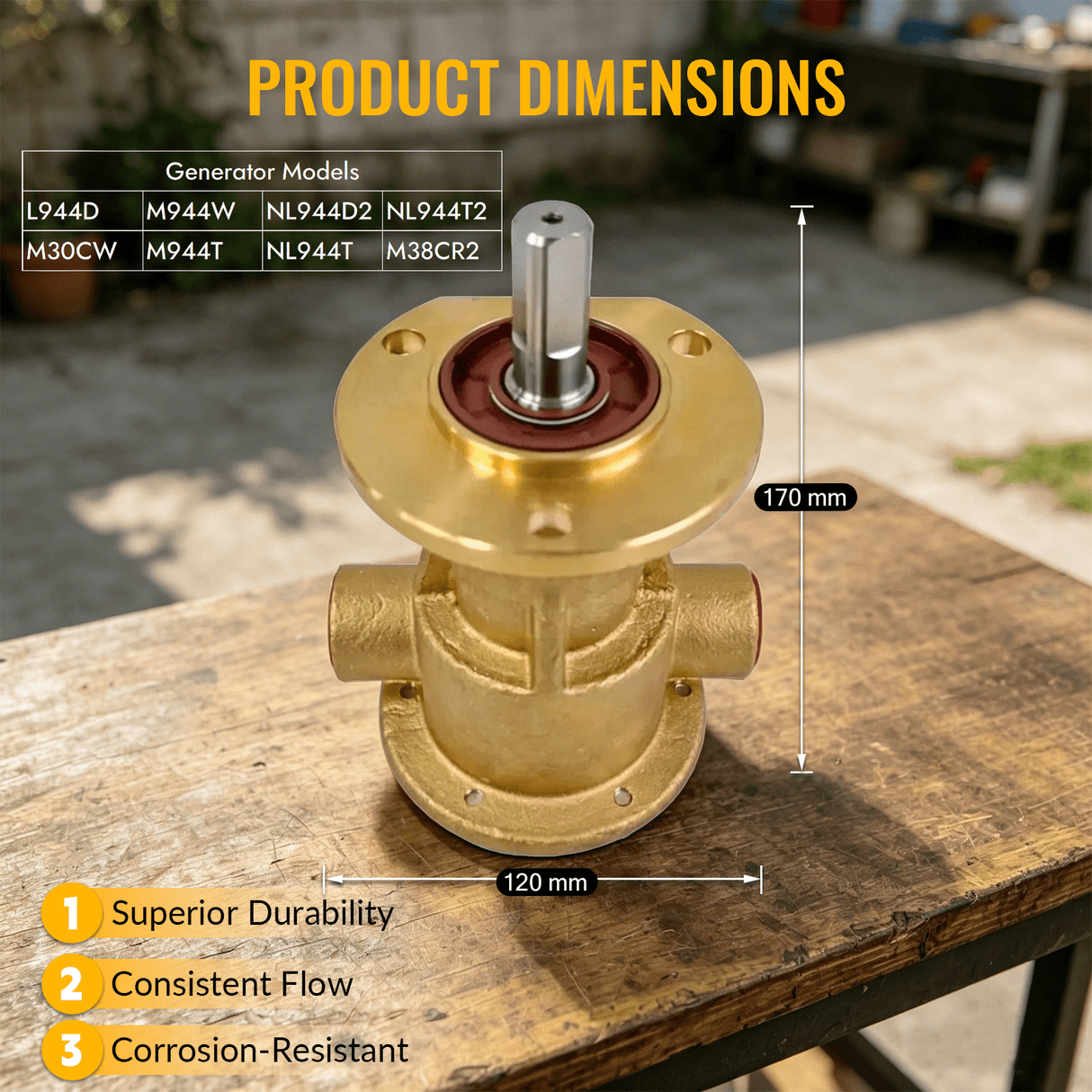 JPR - NL20IP JMP Marine Northern Lights Generator Raw Water Pump Replacement - Fab Heavy Parts