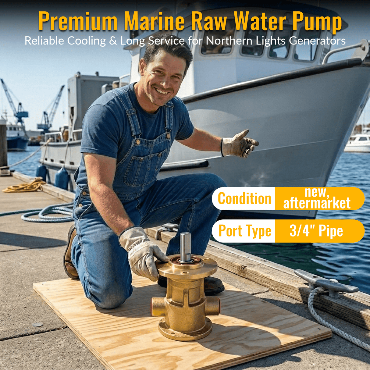 JPR - NL20IP JMP Marine Northern Lights Generator Raw Water Pump Replacement - Fab Heavy Parts