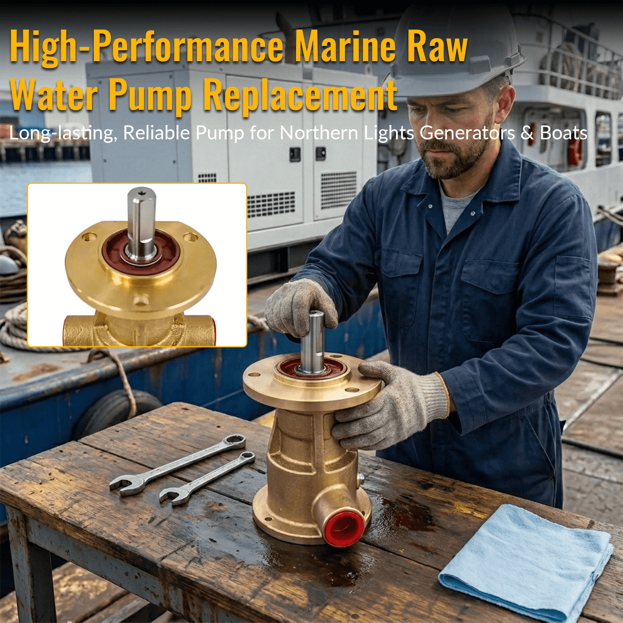 JPR - NL20IP JMP Marine Northern Lights Generator Raw Water Pump Replacement - Fab Heavy Parts