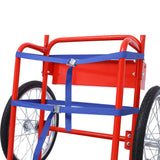 Large Dual Oxygen Tank Cart Dolly with Double Cylinder 20" Pneumatic Wheels Two Fastening Belts - Red - Fab Heavy Parts