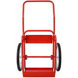 Large Dual Oxygen Tank Cart Dolly with Double Cylinder 20" Pneumatic Wheels Two Fastening Belts - Red - Fab Heavy Parts