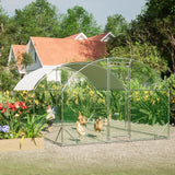Large Metal Chicken Coop with Waterproof and Anti - UV Cover Dome Shaped Walk - in Fence Cage 9.84' x 13.12' x 6.56' - Fab Heavy Parts